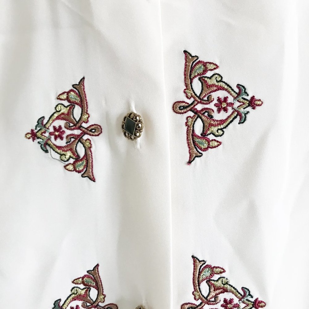 Koret Vintage Cream Victorian Embellished Blouse - Picture 4 of 9
